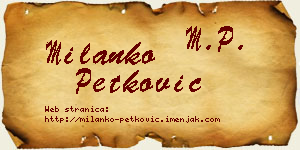 Milanko Petković vizit kartica